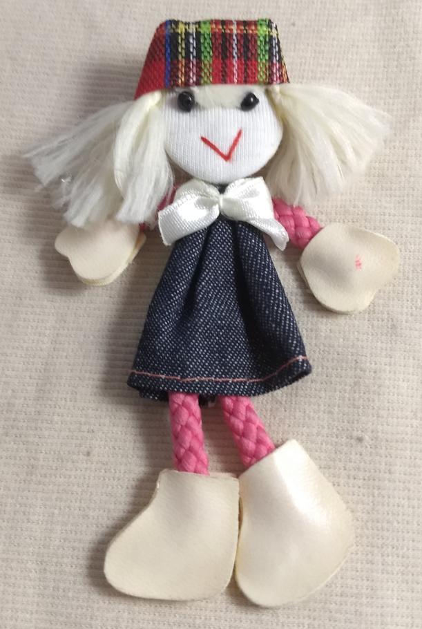 Rag Doll Ornament #1295 Denimn-Pink-Color Height 5"