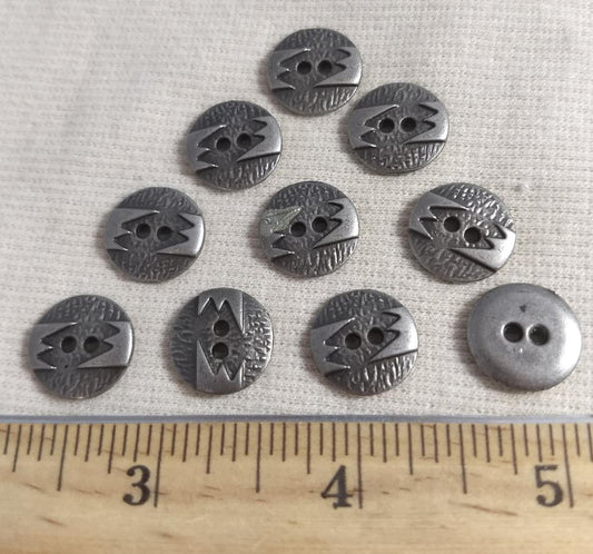 Button #6017 #2-Hole #Antique-Silver  #Metal #10pc