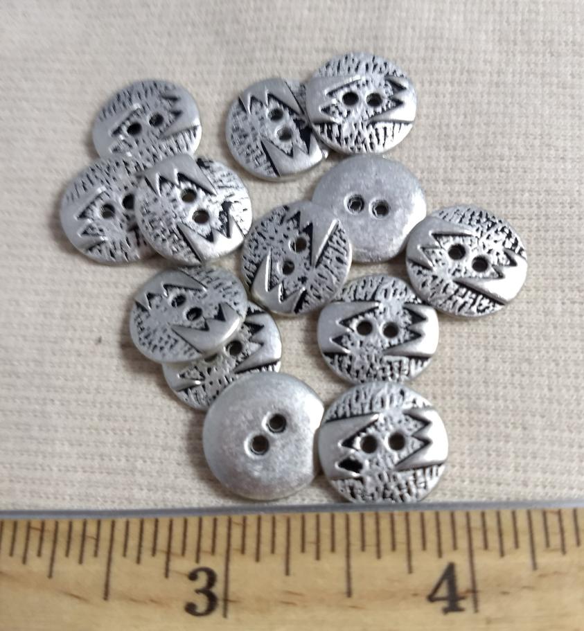 Button #6017 #2-Hole #Silver #Metal #10pc
