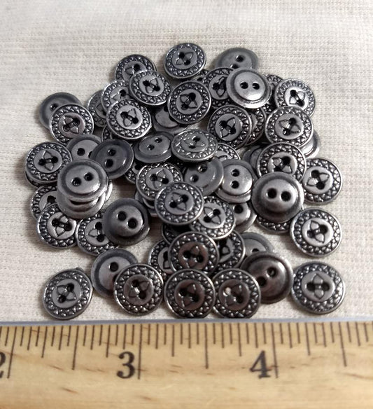 Button #70531 #2-Hole #Antique-Silver #Rim #Metal #10pc