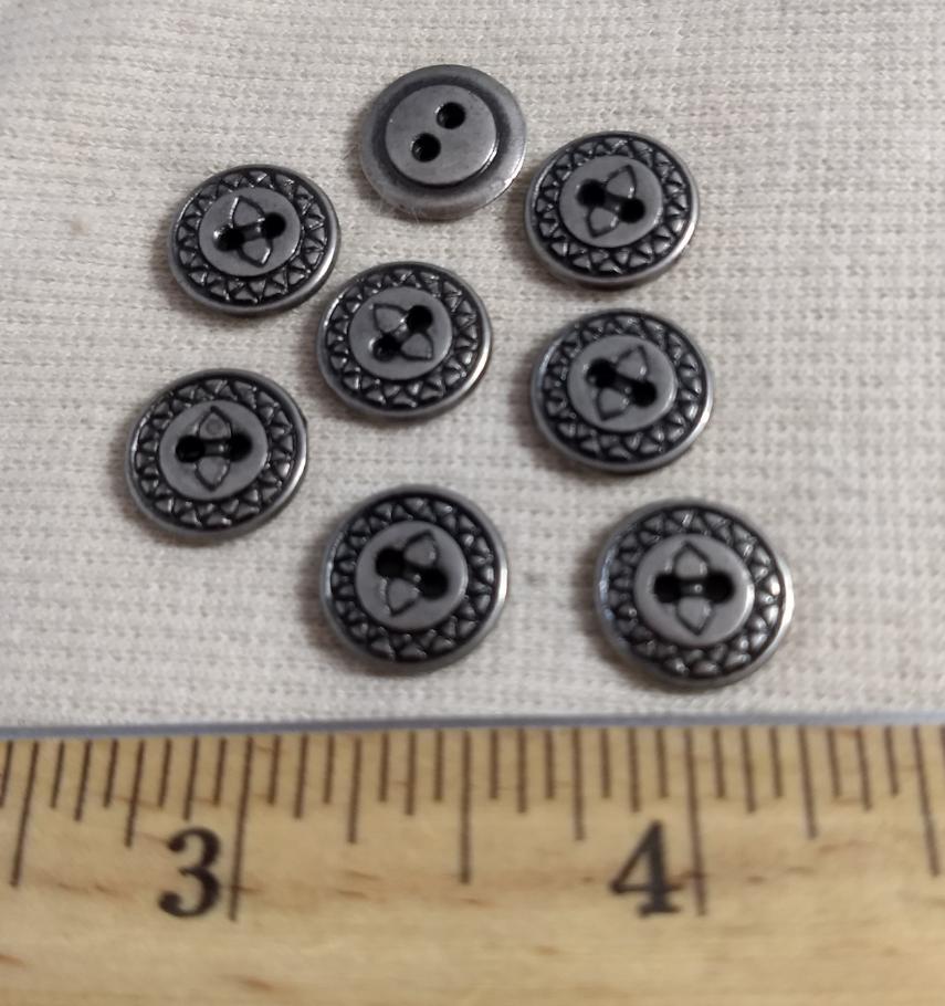 Button #70531 #2-Hole #Antique-Silver #Rim #Metal #10pc