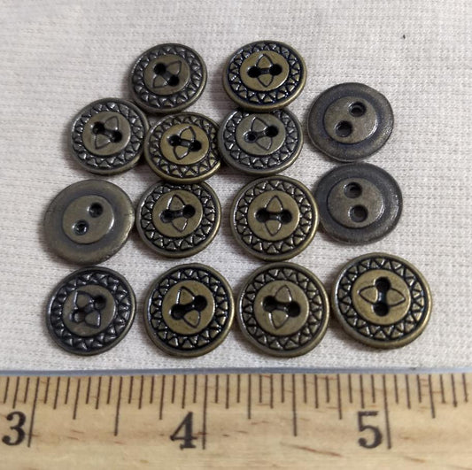 Button #70531 #2-Hole #Antique-Gold #Rim #Metal #10pc