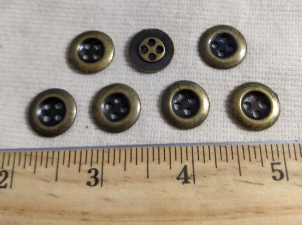 Button #70522 #4-Hole #Antique-Gold #Rim #Metal #10pc