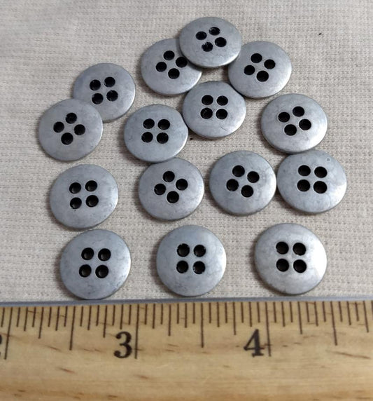 Button #AL6024 #4-Hole #Antique-Silver #Metal #10pc