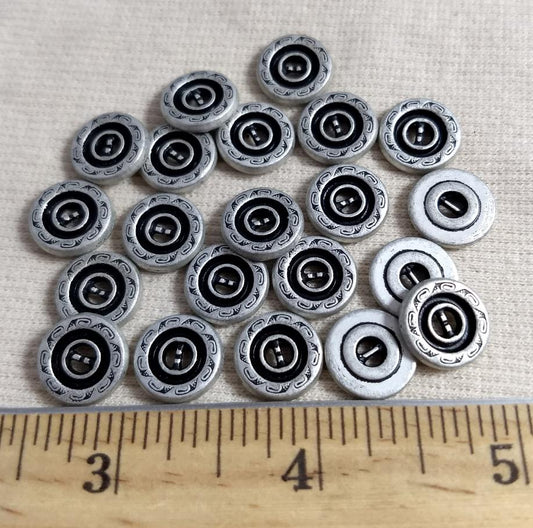 Button #6282 #2-Hole #Silver #Metal #10pc