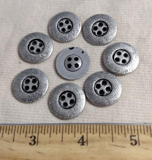 Button #AL1622 #4Hole #Antique-Silver #Rim #Metal #10pc