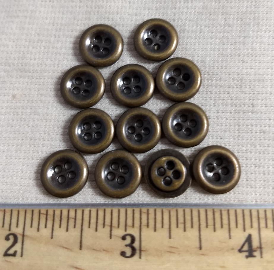 Button #70522 #4-Hole #Antique-Gold #Rim #Metal #10pc