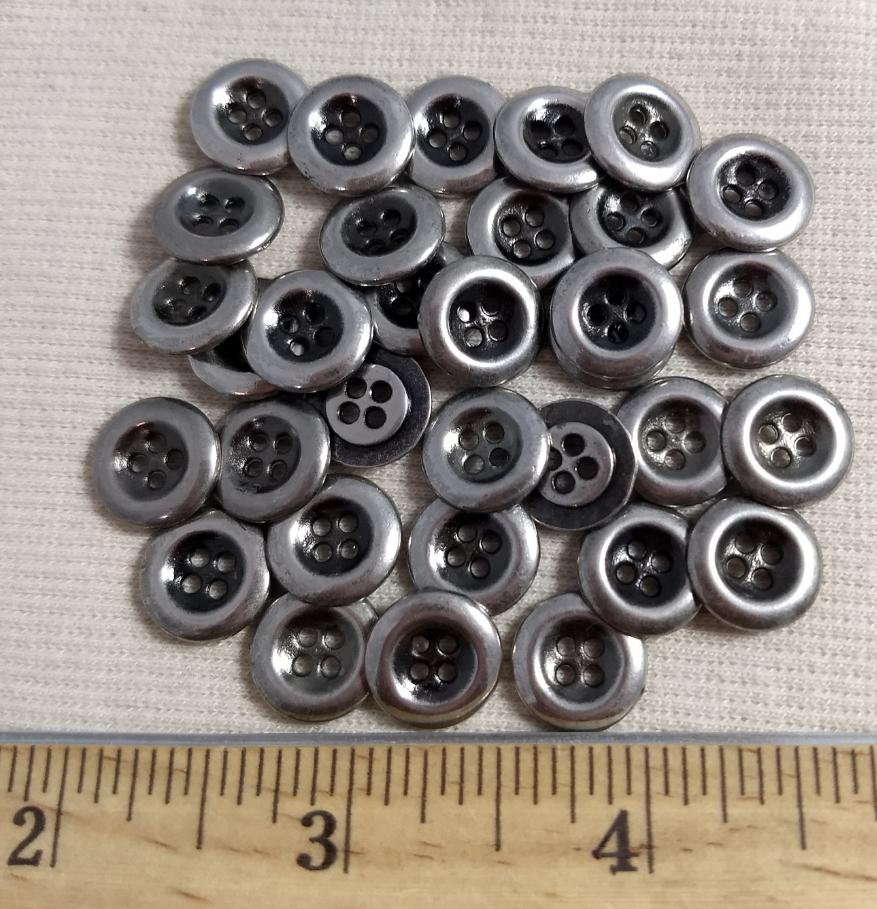 Button #70522 #4-Hole #Antique-Silver #Rim #Metal #10pc