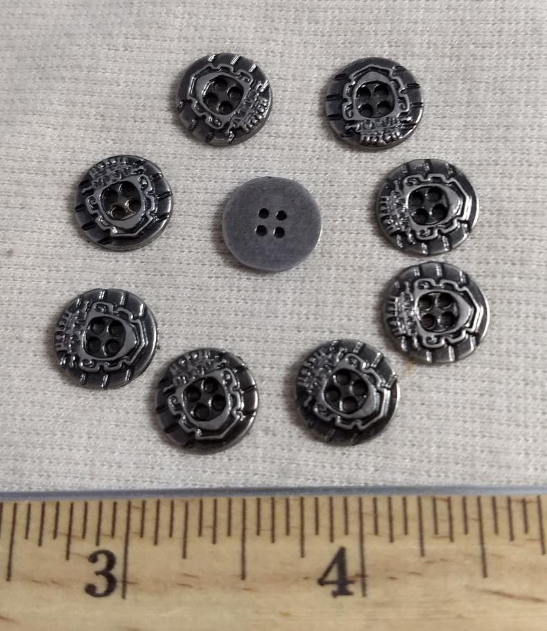 Button #70523 #4-Hole #Antique-Silver #Rim #Metal #10pc