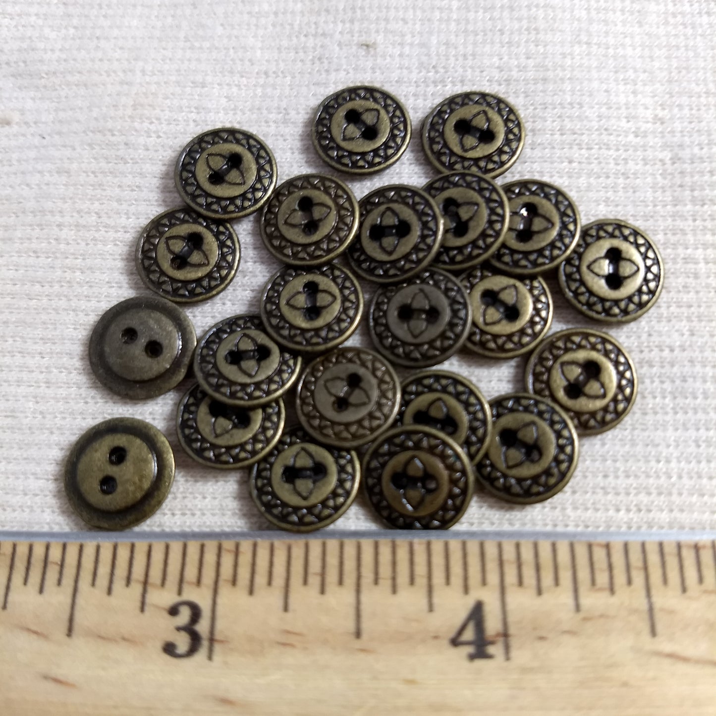 Button #70531 #2-Hole #Antique-Gold #Rim #Metal #10pc