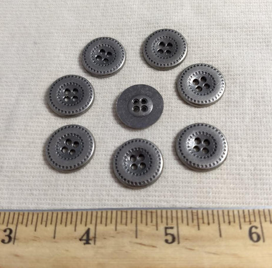 Button #70521 #4-Hole #Antique-Silver #Rim #Metal #10pc