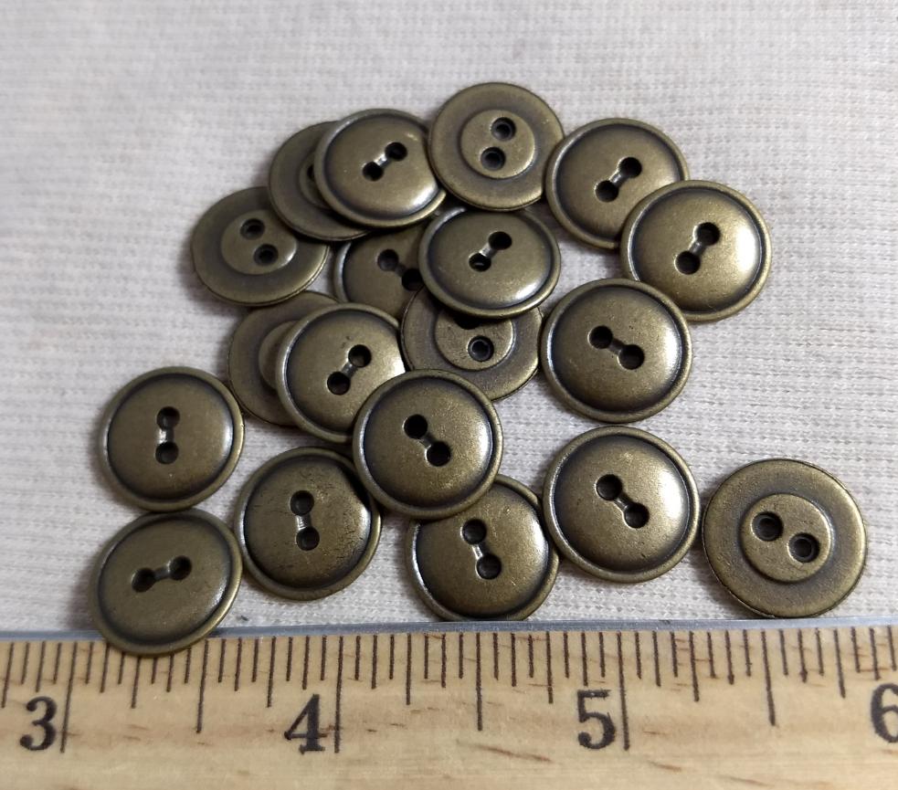 Button #70530 #2-Hole #Antique-Gold #Rim #Metal #10pc