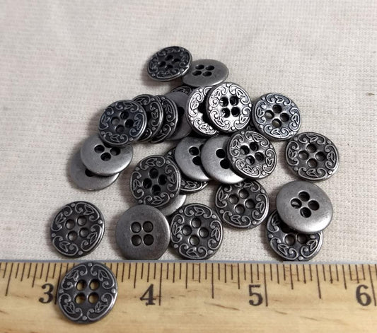 Button #6131 #4-Hole #Antique-Silver #Metal #10pc