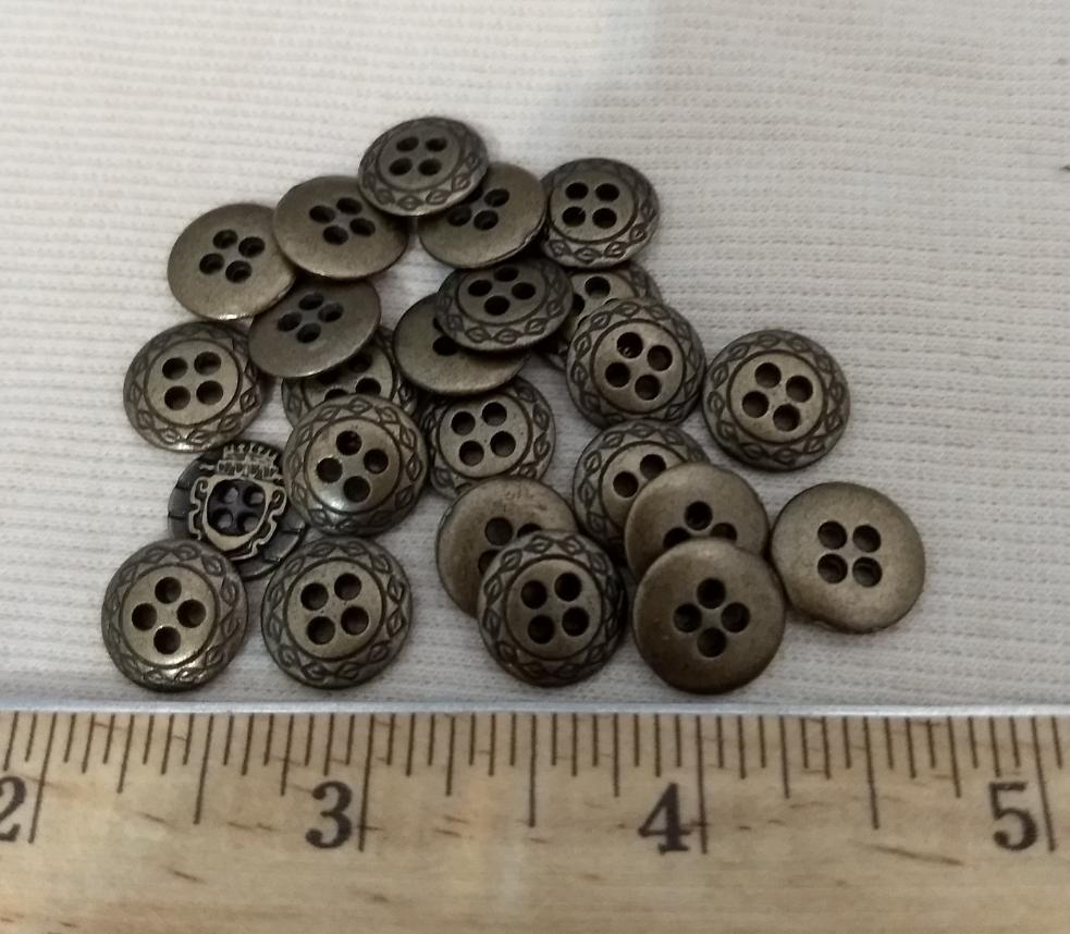 Button #K6250 #4-Hole #Antique-Gold #Rim #Metal #10pc