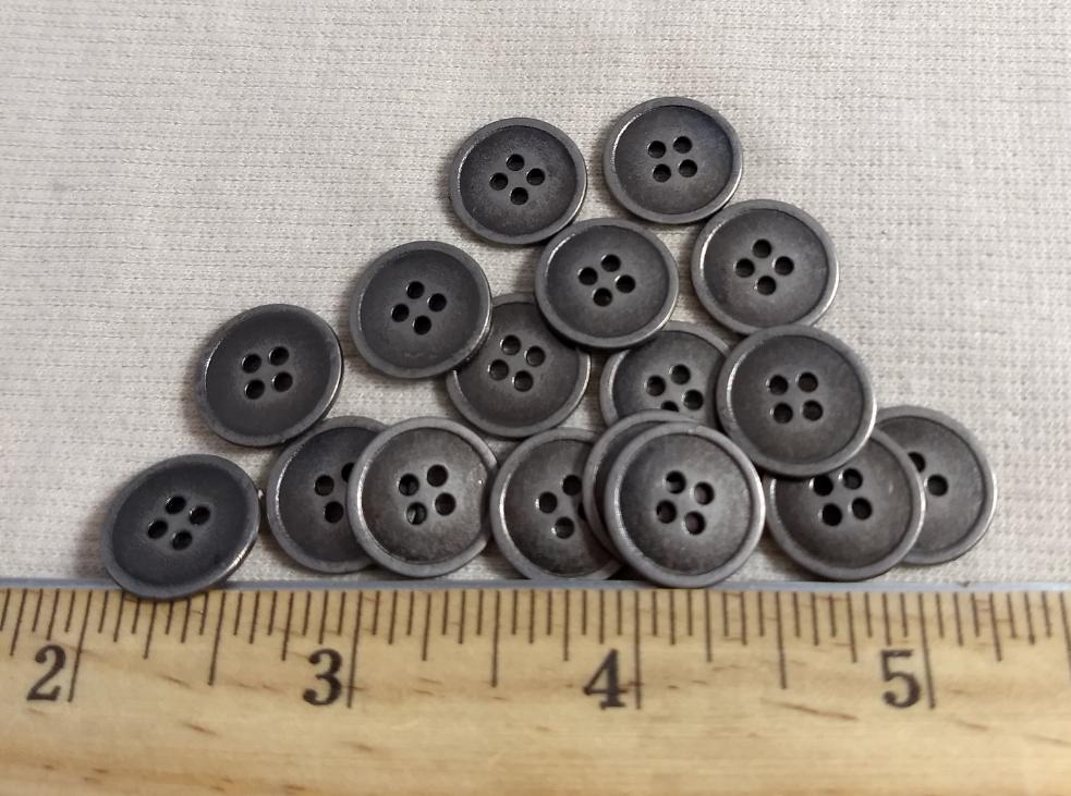 Button #246 #4-Hole #Antique-Silver #Rim #Metal #10pc