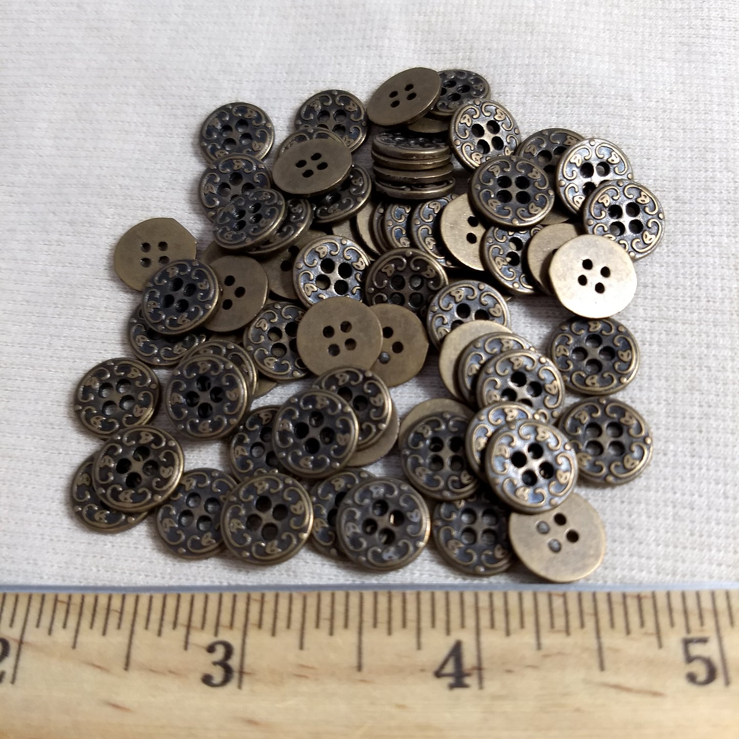 Button #70520 #4-Hole #Antique-Gold #Metal #10pc