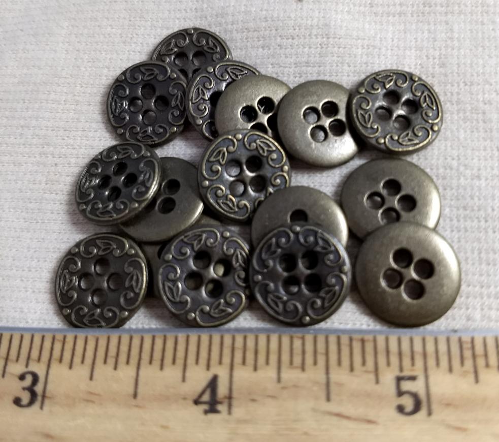 Button #70520 #4-Hole #Antique-Gold #Metal #10pc