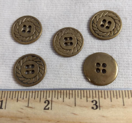 Button #AL7062 #4-Hole #Antique-Gold #Metal #10pc