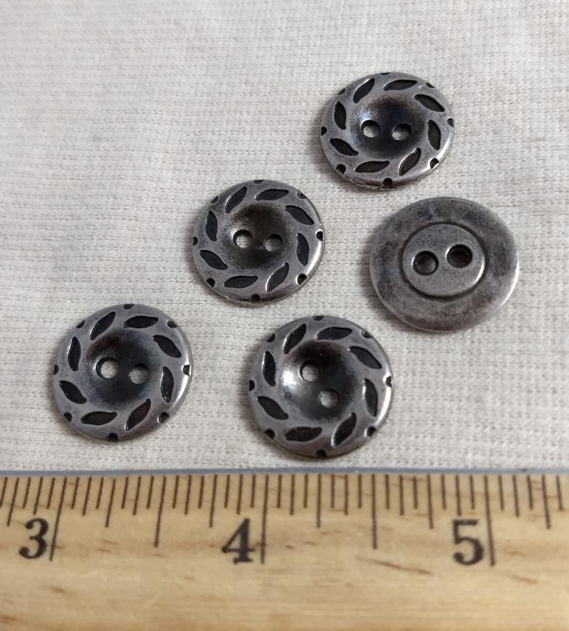 Button #AL6448 #2-Hole #Antique-Silver #Rim #Metal #10pc