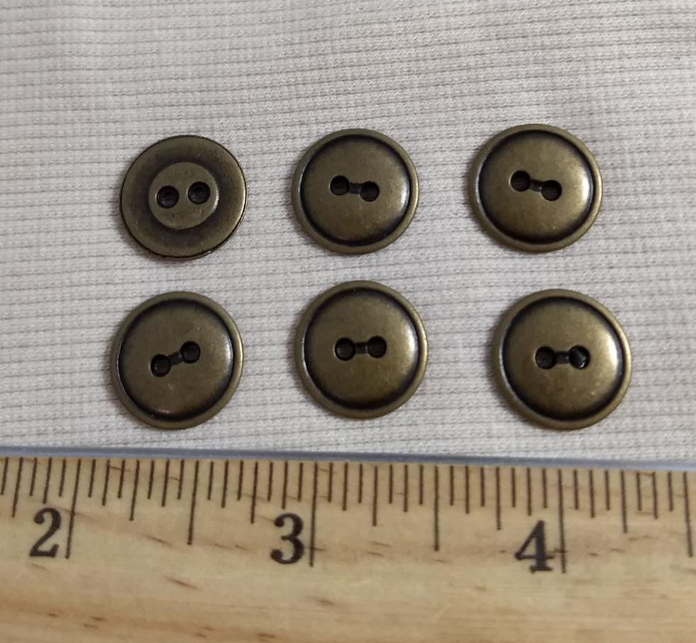 Button #70530 #2-Hole #Antique-Gold #Rim #Metal #10pc