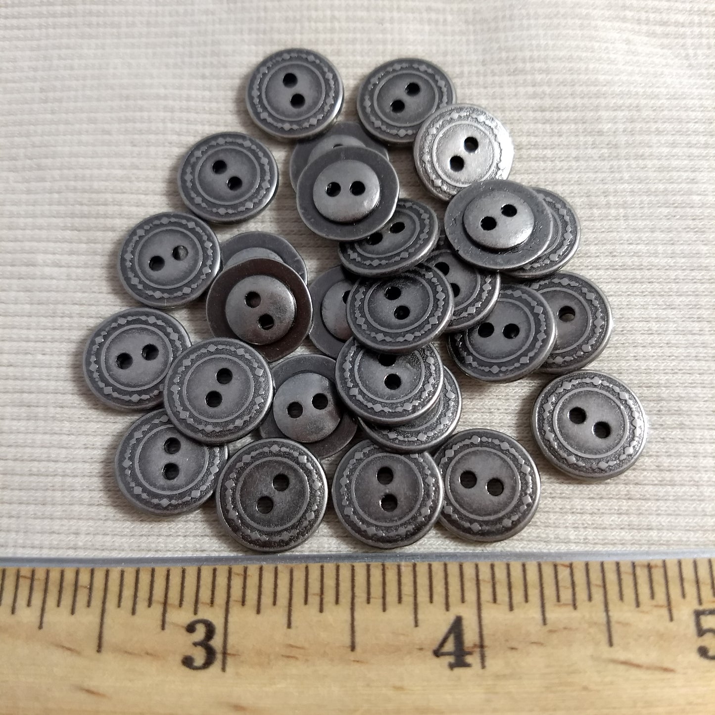 Button #PS356 #2-Hole #Antique-Silver #Rim #Metal #10pc