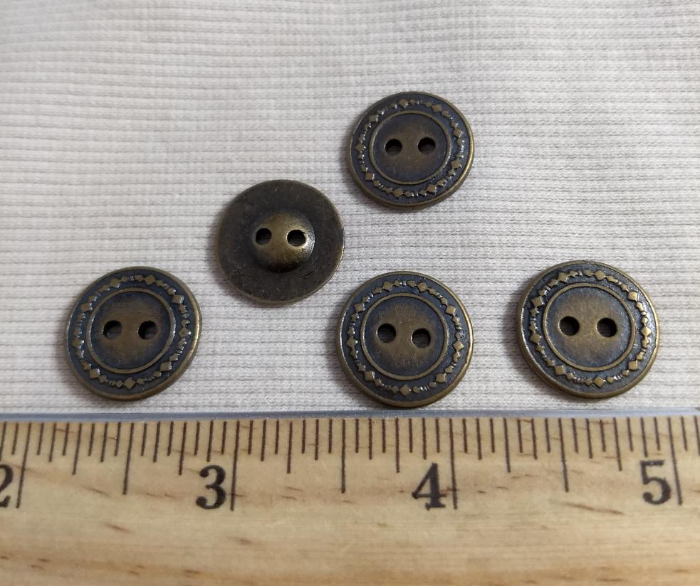 Button #PS356 #2-Hole #Antique-Gold #Rim #Metal #10pc