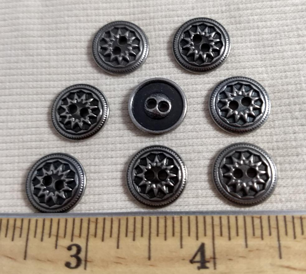 Button #1297 #2-Hole #Antique-Silver #Rim #Metal #10pc