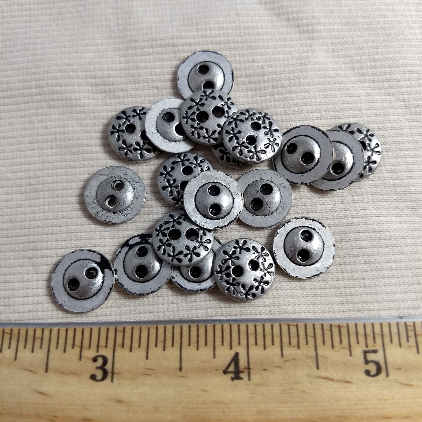 Button #6188 #2-Hole #Antique-Silver #Rim #Metal #10pc