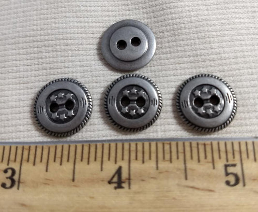 Button #K6071 #2-Hole #Antique-Silver #Rim #Metal #10pc