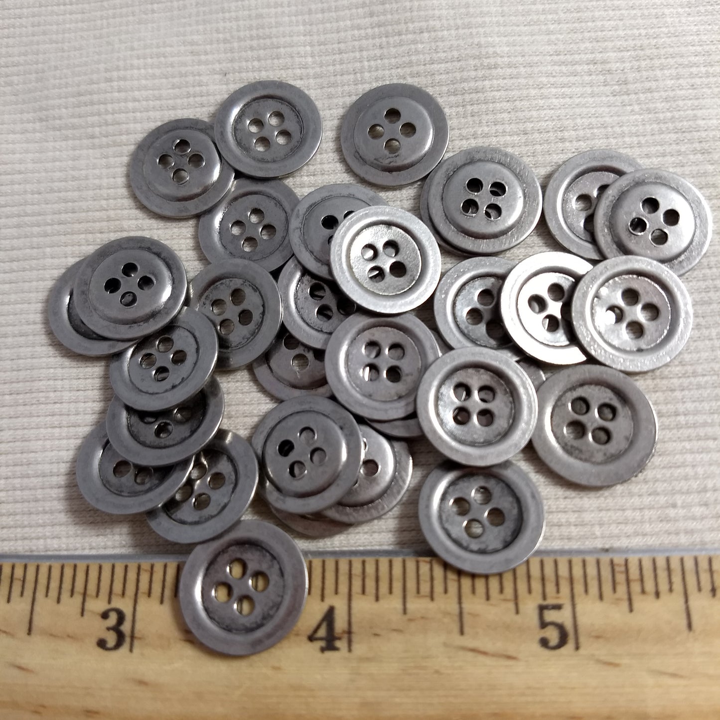 Button #289 #4-Hole #Antique-Silver #Rim #Metal #10pc