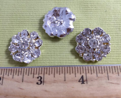 Button #XLFL-130401-2 #Shank #Silver #Rhinestone #Abs #2pc