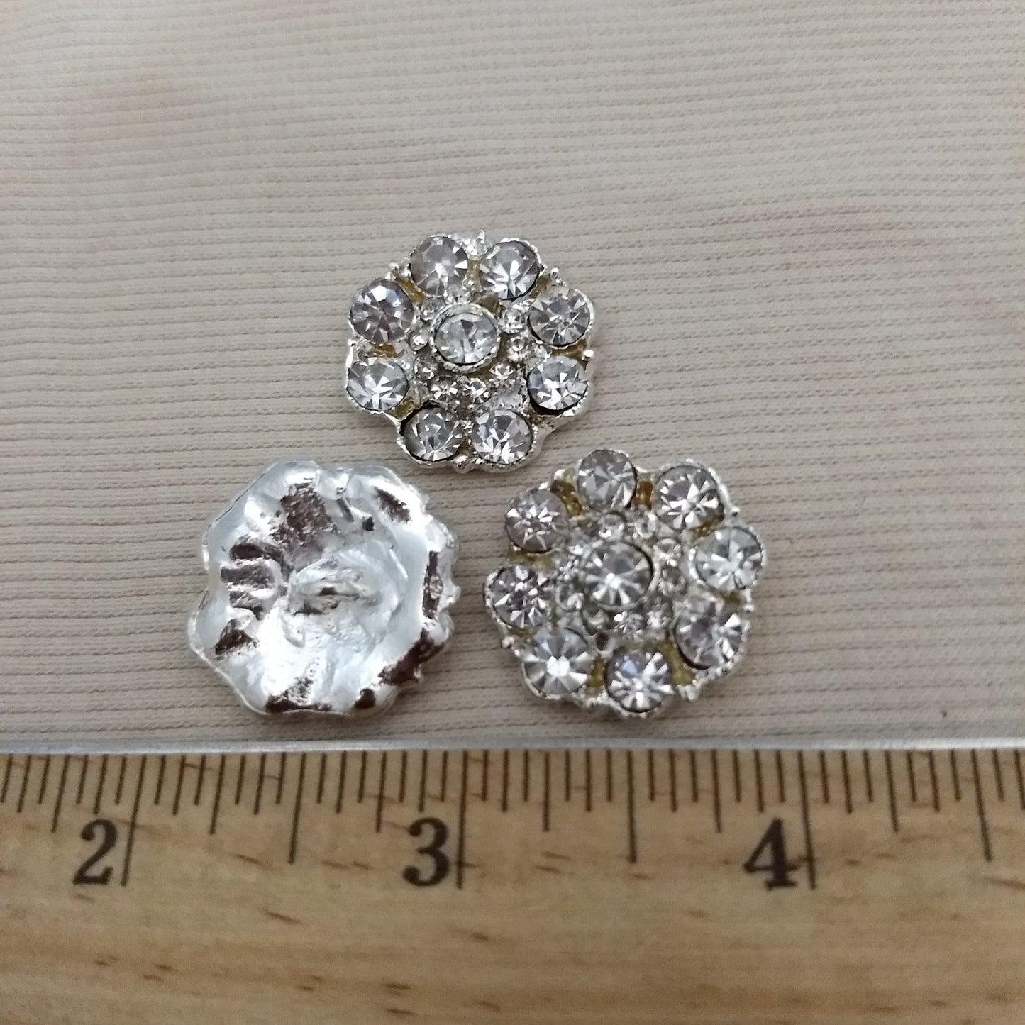 Button #XLFL-130401-2 #Shank #Silver #Rhinestone #Abs #2pc