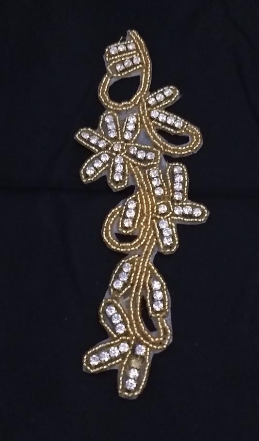 Applique #Gold #Bead #Rhinestone #1pc