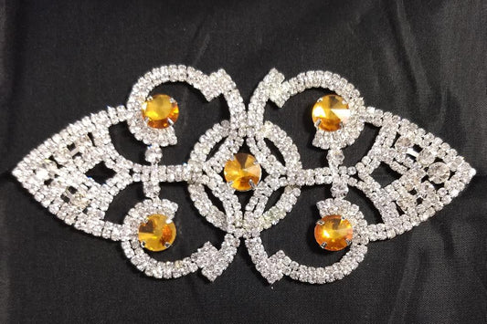 Applique #Wedding #Gold #Clear #Rhinestone #1pc