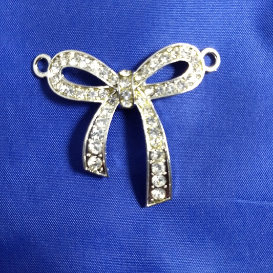 Connector #Bow #Silver #Rhinestone #1pc