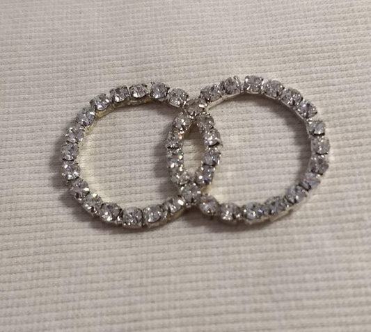 Buckle 090801-3 #Silver #Double-Ring #Rhinestone #Round #1pc