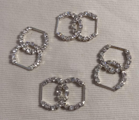 Buckle #CH080929 #Silver #Double #D-Ring #Rhinestone #Abs #1pc