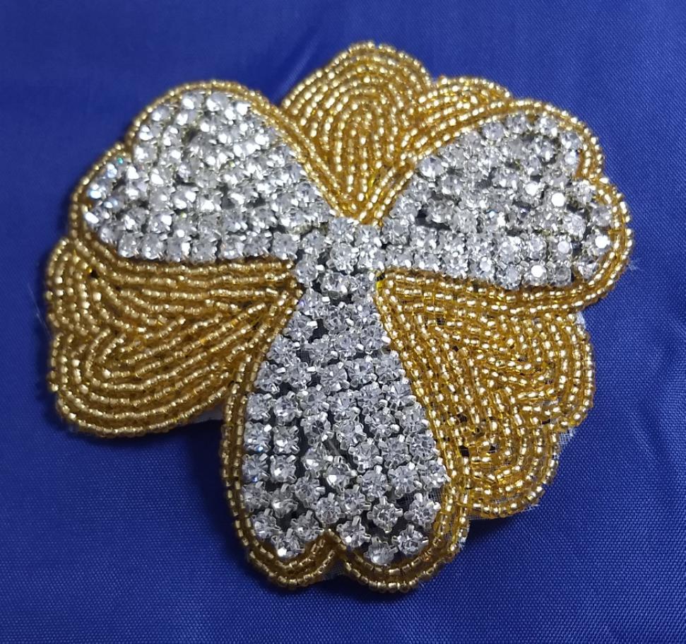 Applique #Gold #Rhinestone #Heart #Sequin #1pc