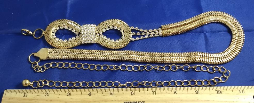 Belt #Rhinestone #Gold #Chain #End to End #1PC