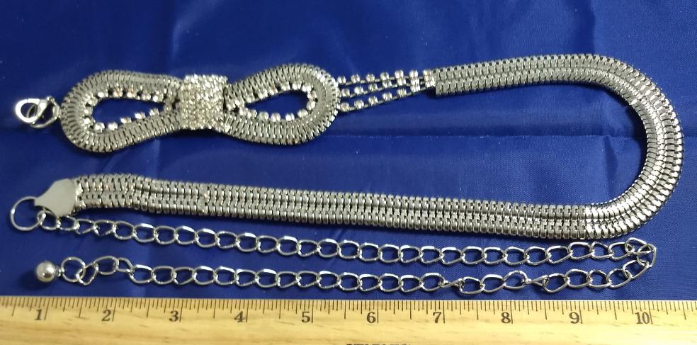 Belt #Rhinestone #Silver #End To End #1pc