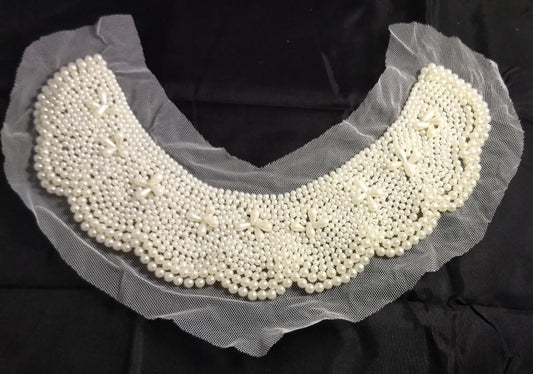 Applique #Cream #Bead #Lace #Collar #1pc