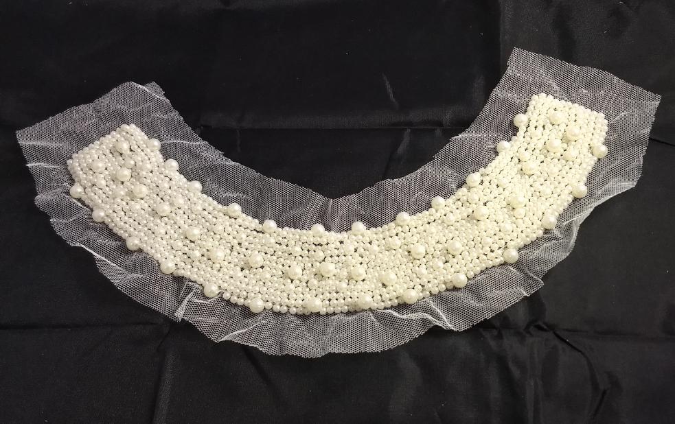 Applique #Yoke-Neck #Ivory #Lace #Bead #1pc