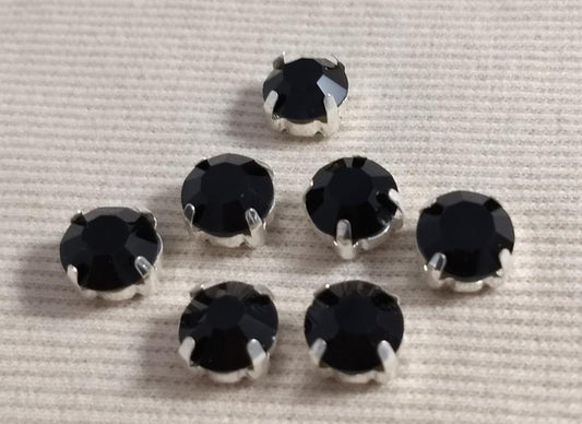 Bead #Rhinestone #Black #4-Prongs #Preset #10pc