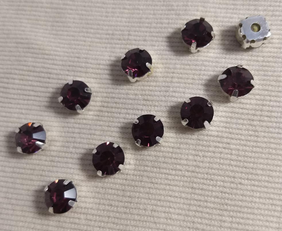 Bead #Rhinestone #Purple #4-Prongs #Preset #10pc