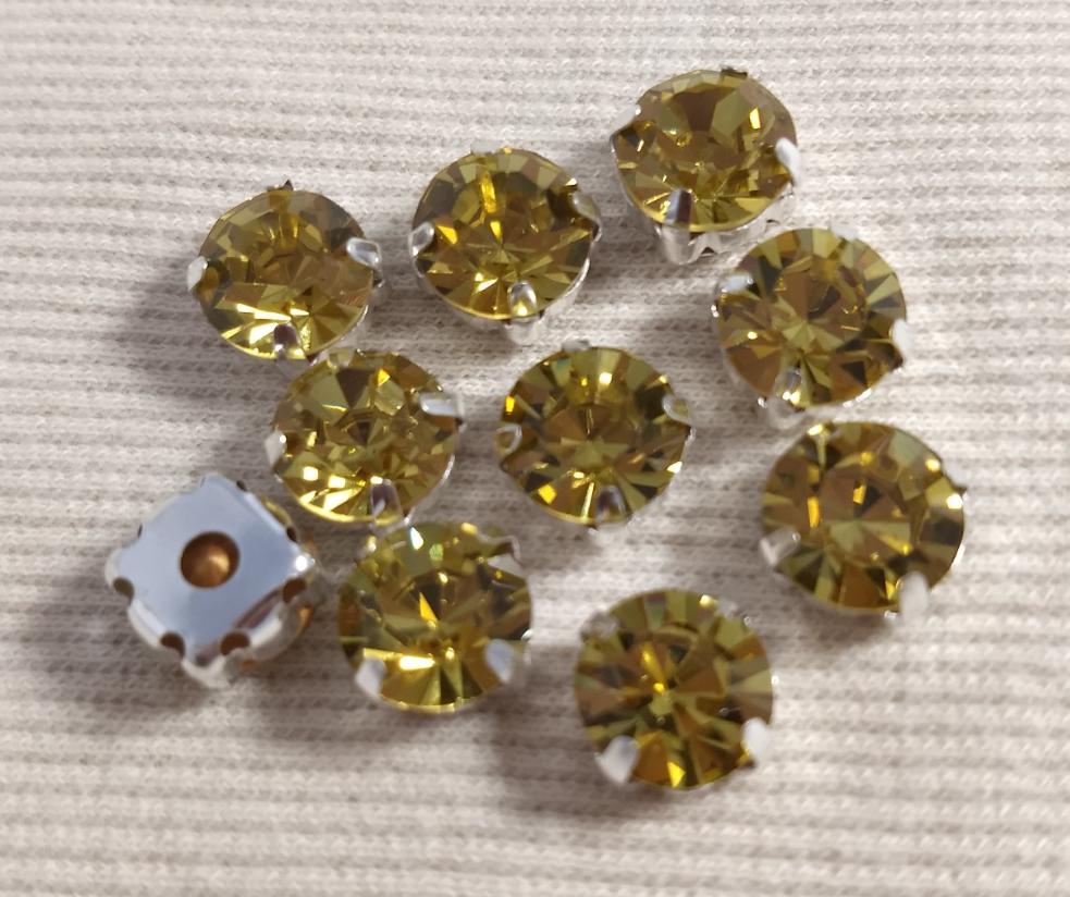 Bead #Rhinestone #Yellow #4-Prongs #Preset #10pc