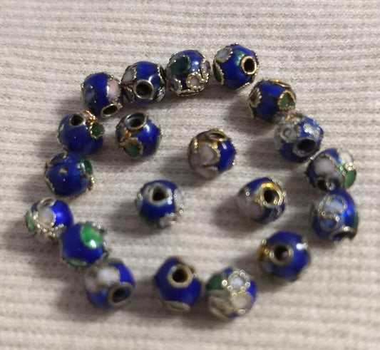 Beads #Enamel-Cloisonné #2-Hole #Blue #20pc