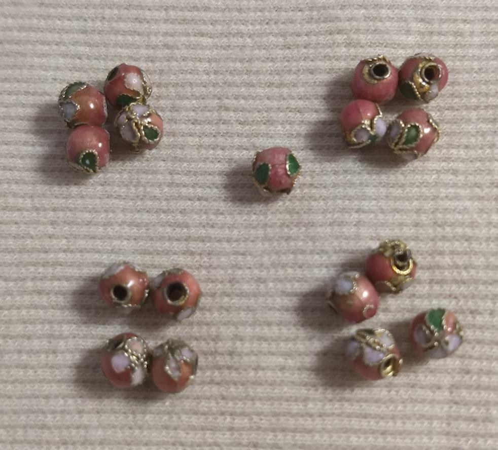 Beads #Enamel-Cloisonne #2-Hole #Pink #Round #10pc