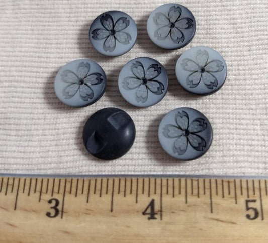 Button #3664 #2-Hole #Grey #Flower #Polyester #10pc