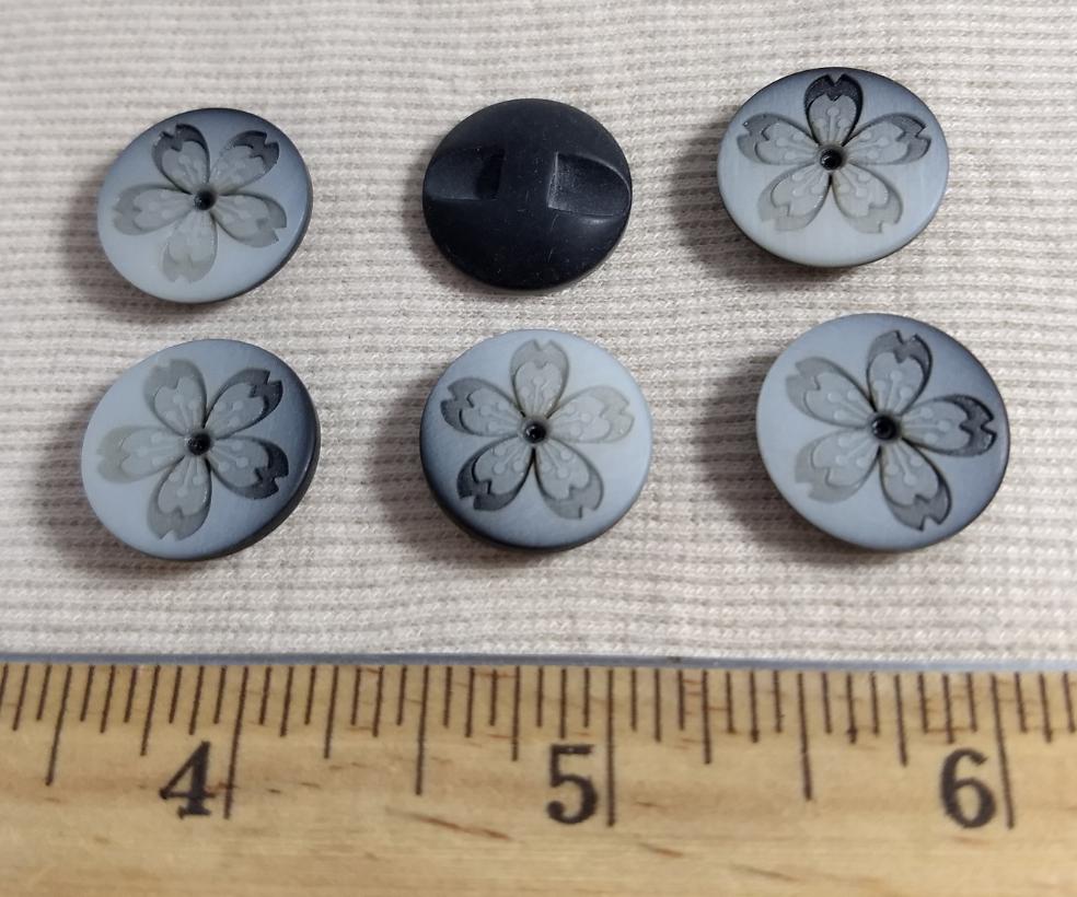 Button #3664 #2-Hole #Grey #Flower #Polyester #10pc