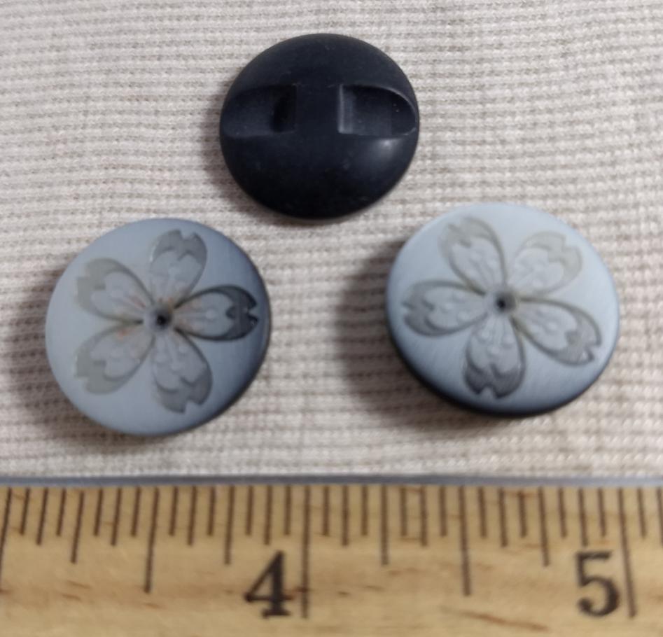 Button #3664 #2-Hole #Grey #Flower #Polyester #10pc